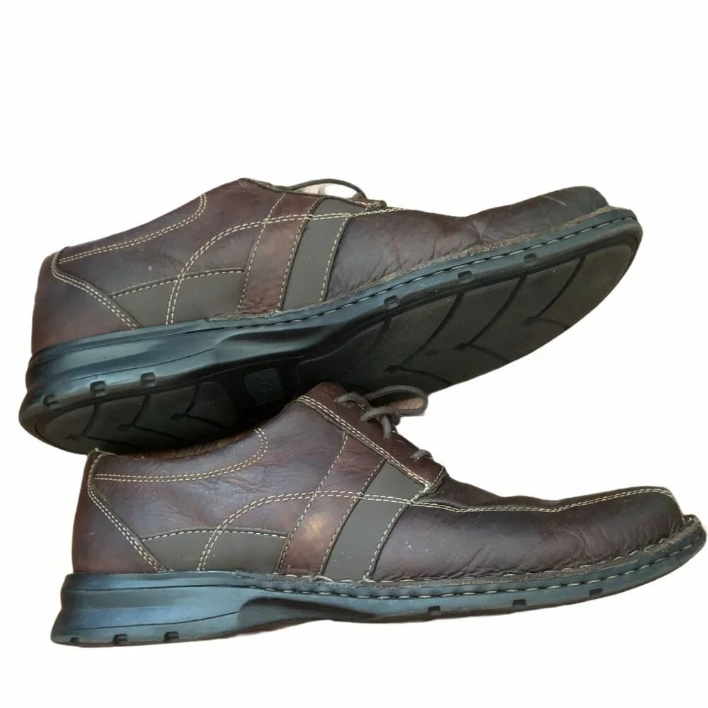 Clarks Espace Men’s Size 13M Casual Lace Up Oxford Brown Leather Shoes Durable‎